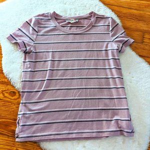 3/$15 Pink Republic grunge striped grey pink cropped tee with lacing detail
